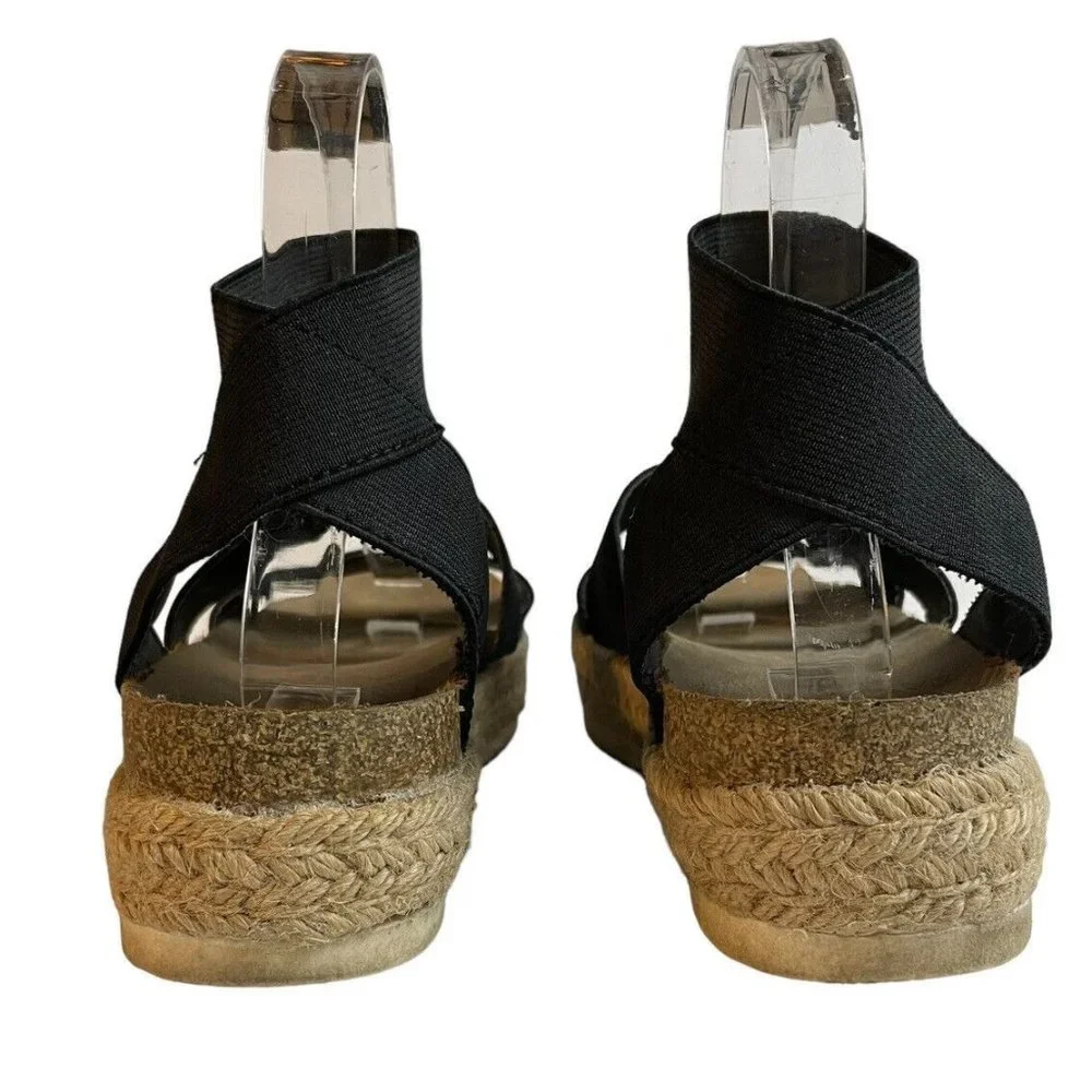 Cushionaire Mandy Flatform Sandals Size 7.5M Cork Footbed Espadrille Black Strap - Picture 6 of 11